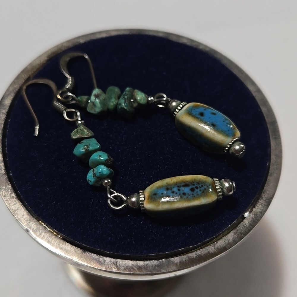 Turquoise and Sterling Silver Earrings - Picture 1 of 5